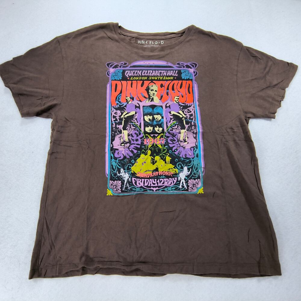 Pink Floyd Quadraphonic Band Short Sleeve Crew Neck T Shirt Mens Size M Brown - Picture 2 of 8